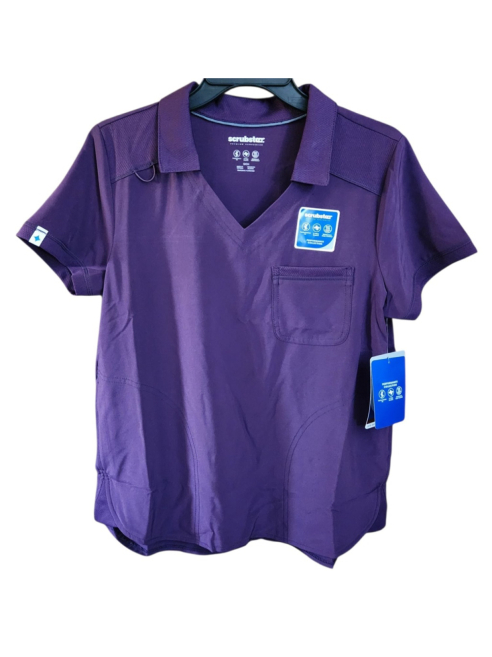 Scrubstar Performance Collar Top Size Small Plum